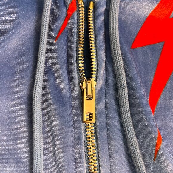 Aviator Nation Slate Blue Velour Lighting Bolt Full Zip Hoodie Sz S - Picture 7 of 10